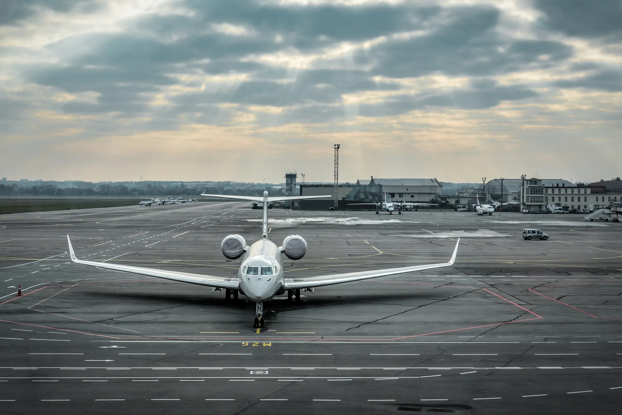 Business jet waiting on the apron